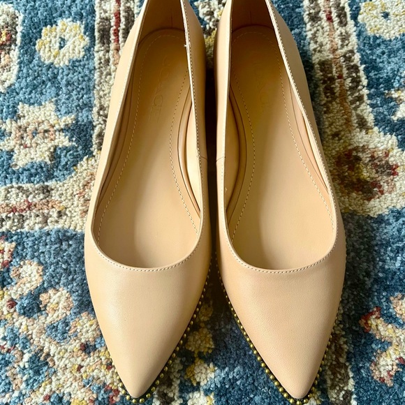 Coach Shoes Coach Viviana Skimmer Beige Leather Flat Shoes Poshmark